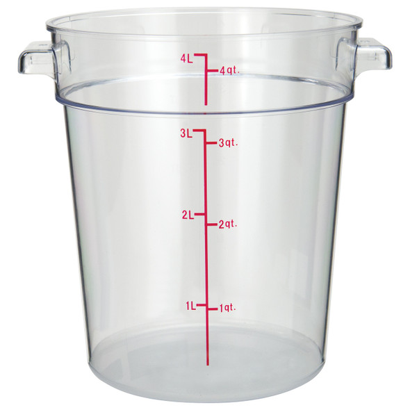 Winco PCRC-4 Food Storage Container, 4 qt, Round, Clear