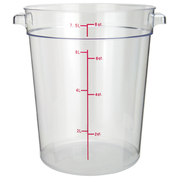Winco PCRC-8 Round Food Storage Container, 8 qt, Clear Polycarbonate