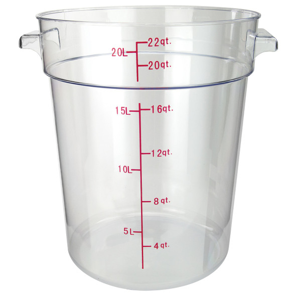 Winco PCRC-22 Round Food Storage Container, 22 qt, Clear Polycarbonate