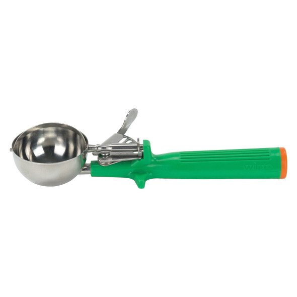 Winco ICOP-12 Deluxe Disher, Size 12, 2-2/3 oz., Green, Stainless