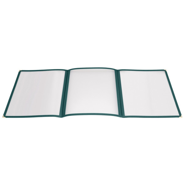 Winco PMCT-9G Menu Cover, 8-1/2" x 12", Triple Pocket, Green