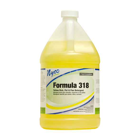 Nyco NL318-G2 Formula 318 Yellow Dish, Pot & Pan Detergent, 1 Gallon