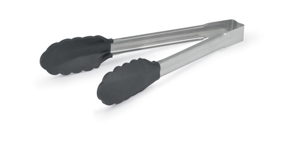 Vollrath 4780912 Utility Tongs, One-Piece, 9-1/2", Black Nylon End, Stainless