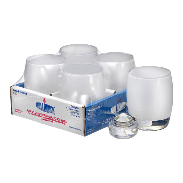 Hollowick 6404SL-4 Lamp & Liquid Fuel Cells, Contour Votive, Satin Linen, 4/Pack