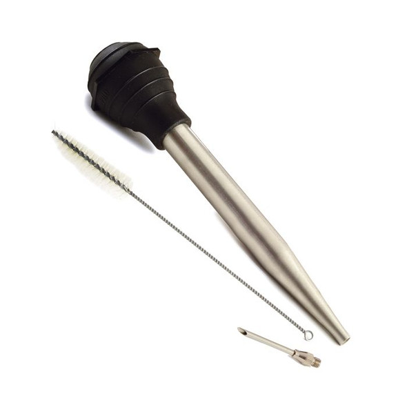 Norpro 5898 Stainless Steel Baster with Needle and Brush, 3-Piece Set