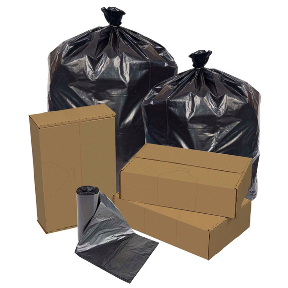 Pitt Plastics 60 Gallon Garbage Liners, Black, 38" x 58", Roll (100pcs/case)