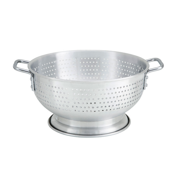 Winco ALO-11BH Aluminum Colander with Handles and Base - 11 Qt., 15"