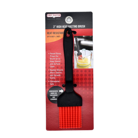 CHEFMASTER 90248 2" High Heat Basting Brush, 5-1/4"L Handle, Beaded Silicone