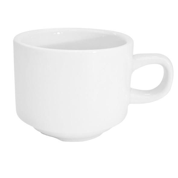 CAC RCN-1S 8.5 Oz Super White Porcelain Stacking Cup - 36/Case
