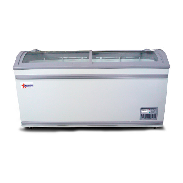 Omcan FR-CN-1473 58" Ice Cream Freezer with Curved Glass Top, 18 cu. ft. Omcan FR-CN-1473 58" Ice Cream Freezer with Curved Glass Top, 18 cu. ft.