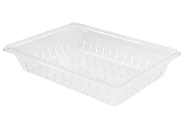 Winco PFSF-8C Clear Polycarbonate Food Box Colander, 8" Deep