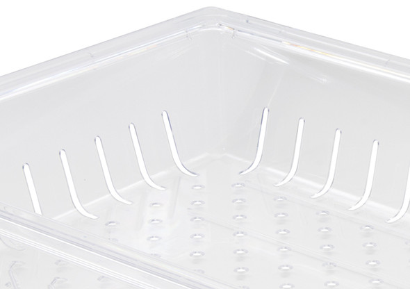 Winco PFSF-8C Clear Polycarbonate Food Box Colander, 8" Deep Winco PFSF-8C Clear Polycarbonate Food Box Colander, 8" Deep