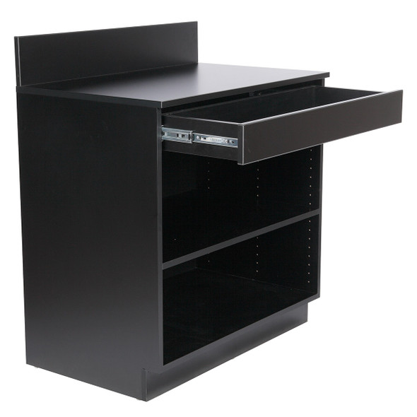 Royal Industries ROY 728 BA 36" Waitress Station with Drawer & Shelf, Black