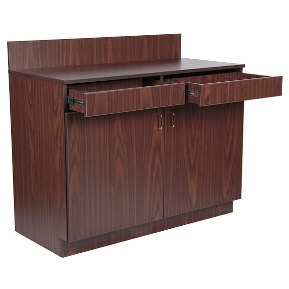 Royal Industries ROY 729 WA 48" Waitress Station with Drawer & 2 Doors, Walnut