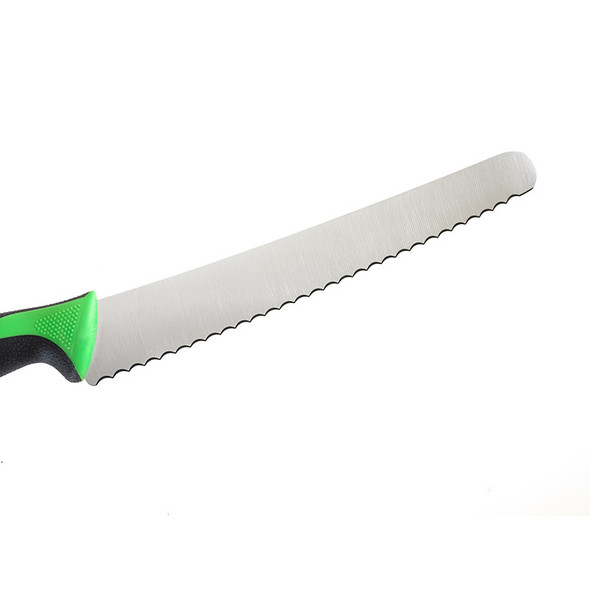 Mercer Culinary M23210GR Millennia 10" Wavy Edge Wide Bread Knife, Green Handle