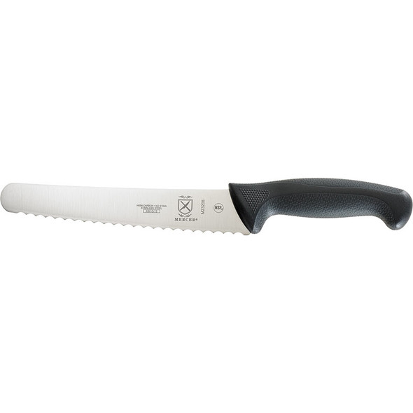 Mercer Culinary M23208 Millennia 8" Wavy Edge Wide Bread Knife, Black Handle