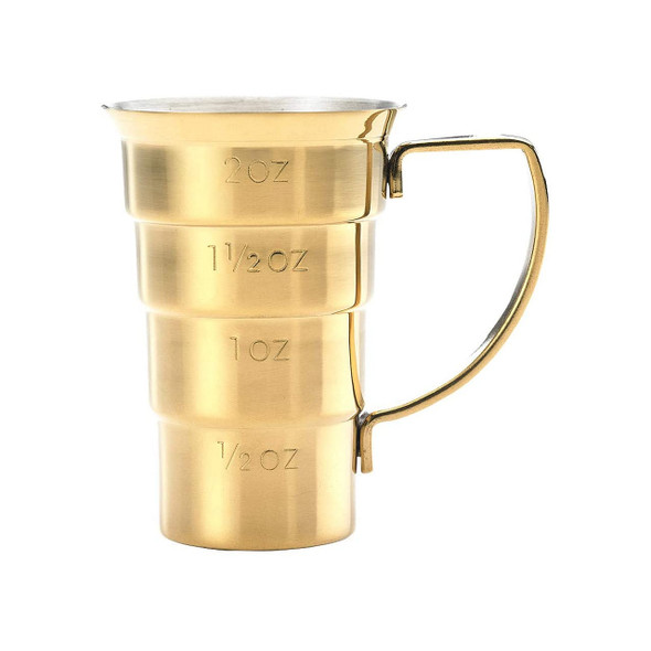 Barfly M37108GD Stainless Steel 2 Oz. Stepped Jigger with Handle, Gold Plated