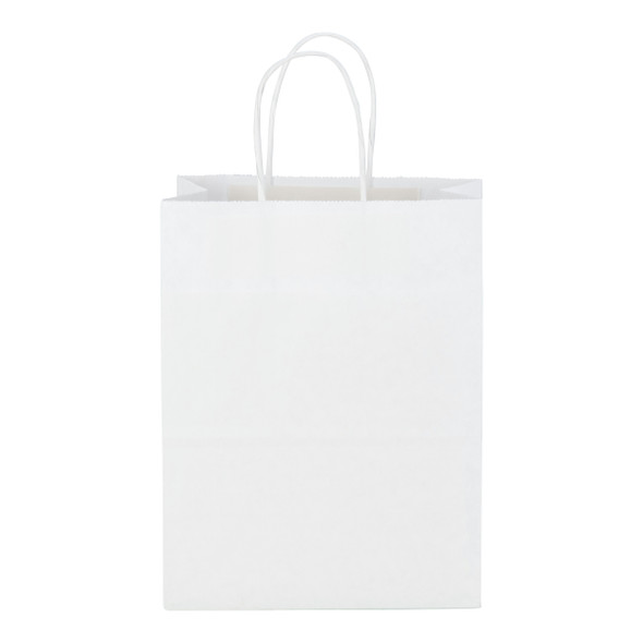 Duro 84598 Tempo White Paper Shopping Bags, 8" x 5" x 10" (250/Case)