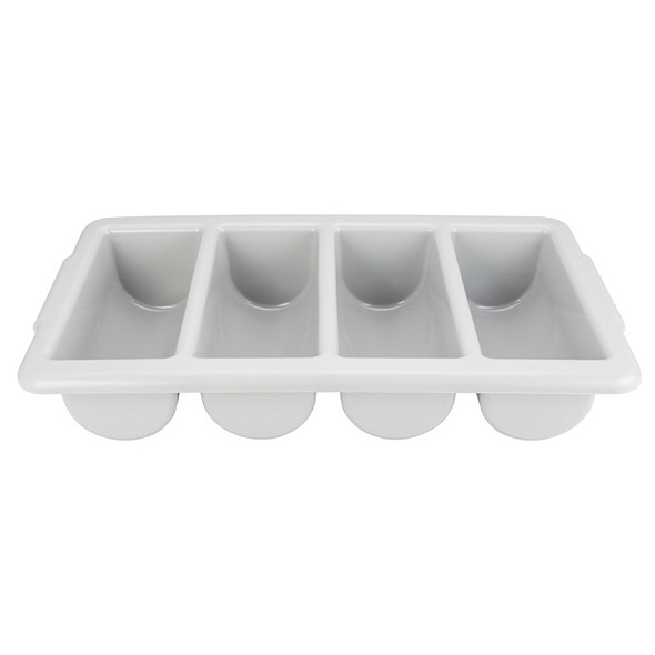 Winco PL-4B Cutlery Bin, 21-1/8"x12-3/4", 4 Compartment, Gray Plastic