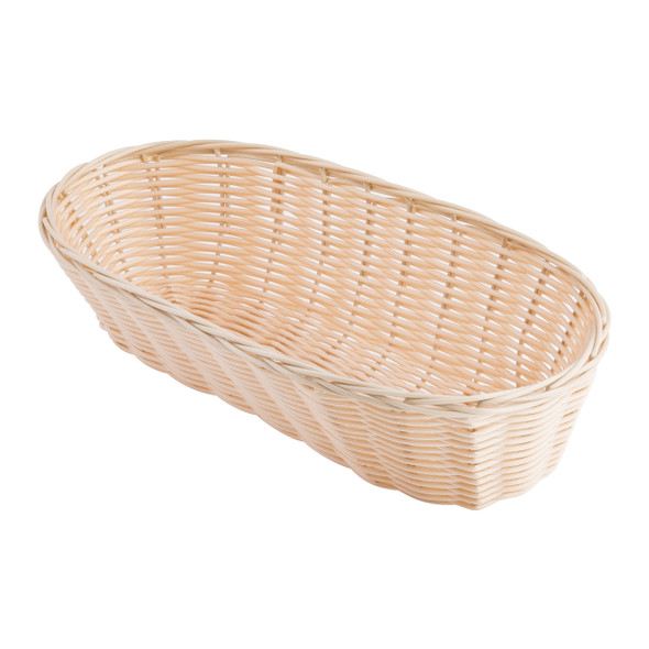 Tablecraft 1113W Oblong Natural Polypropylene Basket, 13" x 5" x 3"