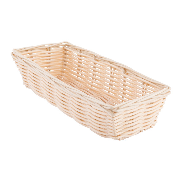Tablecraft 1116W Rectangle Natural Polypropylene Basket, 9" x 3.5" x 2"