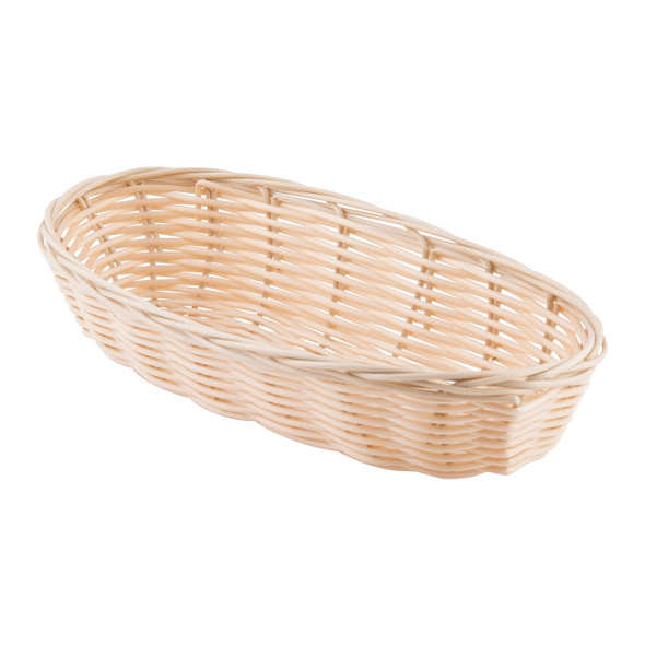 Tablecraft 1117W Oblong Natural Polypropylene Basket, 9" x 3.5" x 2"
