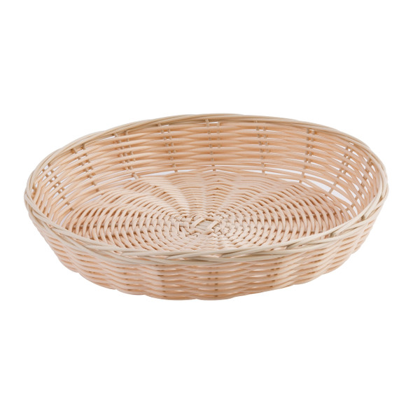Tablecraft 1169W Round Natural Polypropylene Basket, 10" x 1.25"