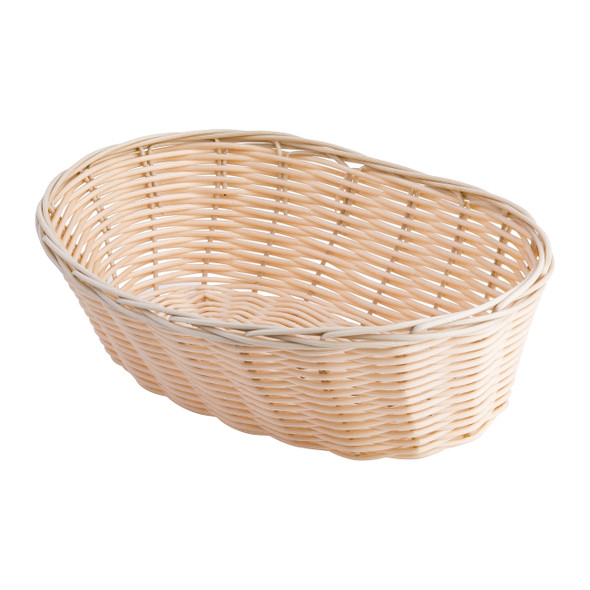 Tablecraft 1176W Oval Natural Polypropylene Basket, 10" x 6.5" x 3"