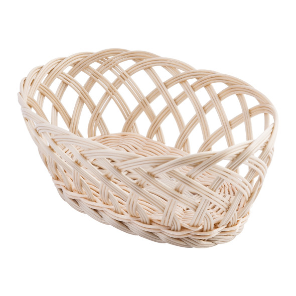 Tablecraft 1136W Oval Natural Polypropylene Basket, 9.5" x 7" x 3.25"