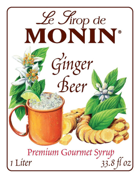 Monin M-FR230F Ginger Beer Syrup, 1 Liter