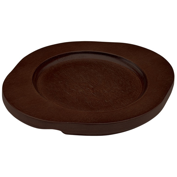 Winco CAST-5UL Round Wood Underliner with Dual Handles, 6-1/2" x 7-1/2"