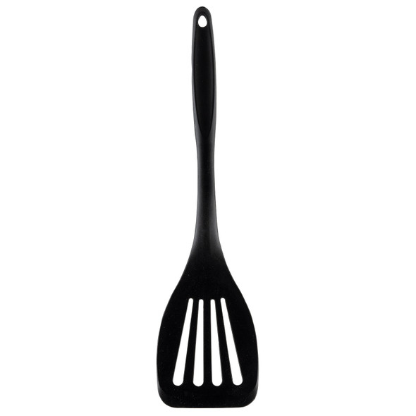 Tablecraft 10054 Slotted Spatula, 12-7/8", Black Silicone Coated Stainless Steel