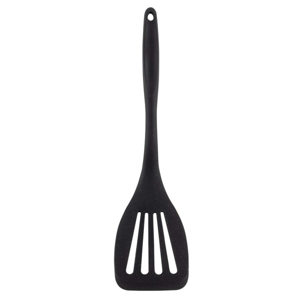 Tablecraft 10054 Slotted Spatula, 12-7/8", Black Silicone Coated Stainless Steel