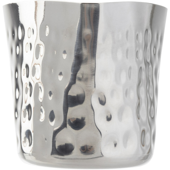 Tablecraft 10677 Triangular Fry Cup, 12 oz., 3-1/2"x3-1/4"x3-3/8", Hammered Finish