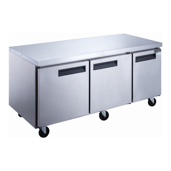 Dukers DUC72F 72 1/4" Stainless Steel Undercounter Freezer, 3 Solid Doors Dukers DUC72F 72 1/4" Stainless Steel Undercounter Freezer, 3 Solid Doors