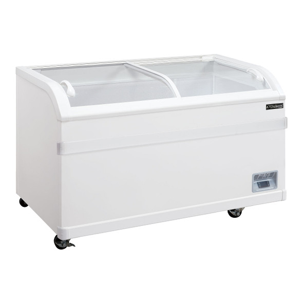Dukers WD-500Y 56 1/8" Curved Sliding Glass Chest Freezer - 17.66 Cu. Ft.