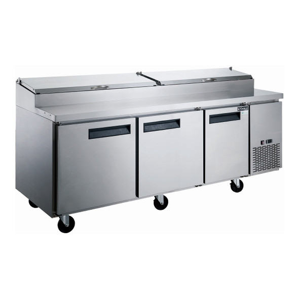 Dukers DPP90 90 1/4" Pizza Prep Table - 3 Doors, 12 Pans Dukers DPP90 90 1/4" Pizza Prep Table - 3 Doors, 12 Pans