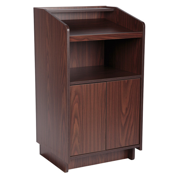 Royal Industries ROY 733 W Podium/Maitre'D Station, 25" x 22-1/2", Walnut, 2 Door
