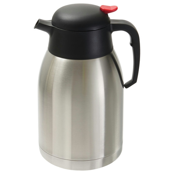 Winco CF-2.0 Thermal Carafe, Stainless Steel Lined, Push Button, 2 Liters
