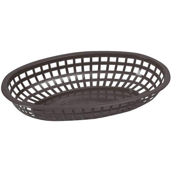 Winco POB-K Oval Plastic Basket, 10-1/4" x 6-3/4", Black, 12/Pack