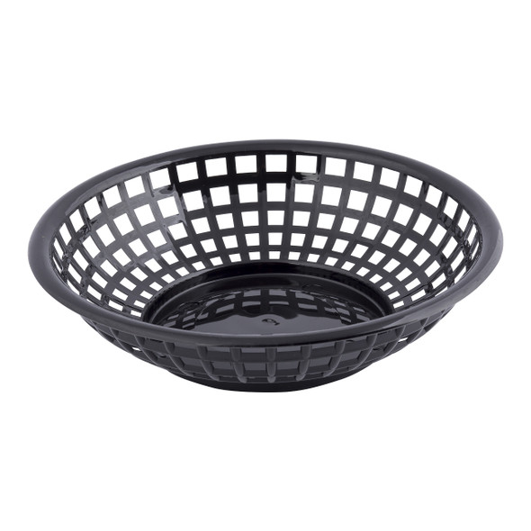 Tablecraft 1075BK 8" Dia. Round Plastic Basket, Black (Each)
