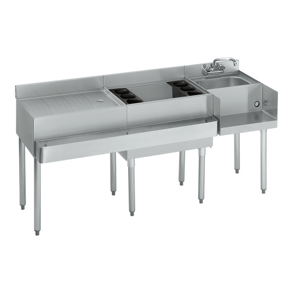 Krowne 18-W66R 66" Workstation with Ice Bin, Drainboard and Dump Sink, Ice Bin on Left Krowne 18-W66R 66" Workstation with Ice Bin, Drainboard and Dump Sink, Ice Bin on Left