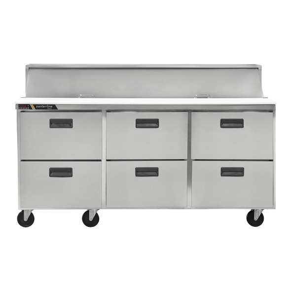 Centerline CLPT-7230-DW 72" Mega Top Sandwich Prep Table, 30 Pans, 6 Drawers Centerline CLPT-7230-DW 72" Mega Top Sandwich Prep Table, 30 Pans, 6 Drawers
