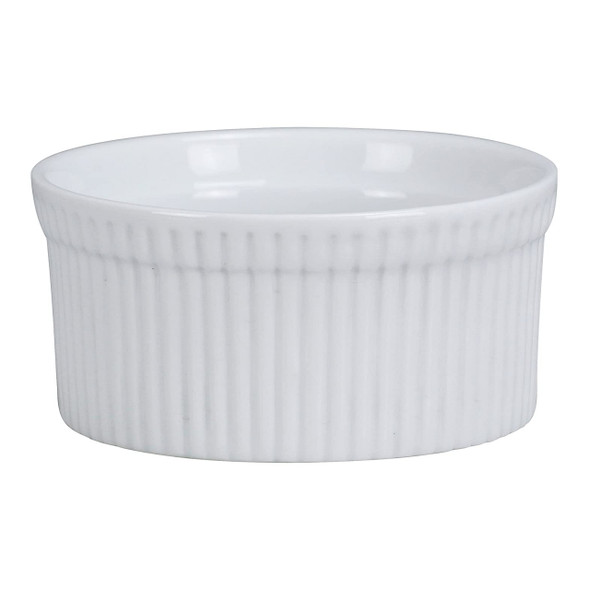 Yanco RK-110 Super White Porcelain Fluted Ramekin, 10 oz