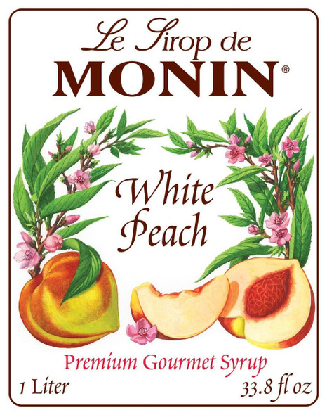 Monin White Peach Syrup, 1 Liter