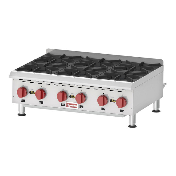 Omcan CE-CN-HP636M Countertop Gas Hotplate with 6 Burners, 36"W x 24"D