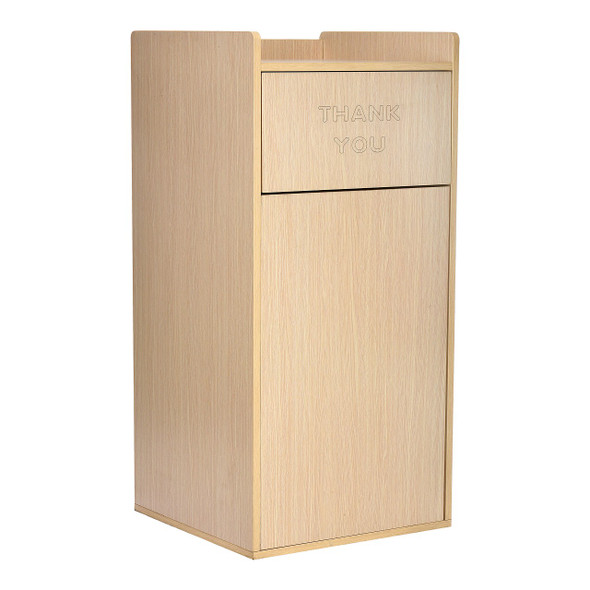 Alpine ALP476-MEO Oak 40 Gallon Wood Receptacle Enclosure with Tray Shelf
