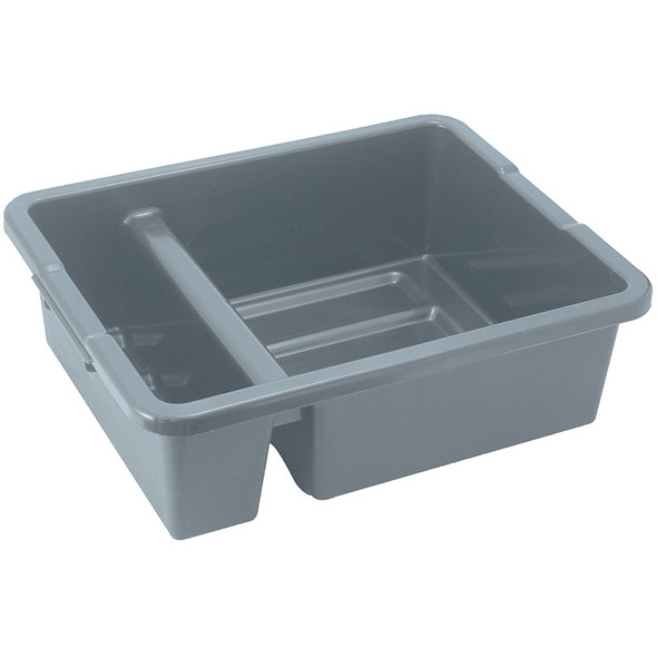 Winco PLTC-7G 21" x 16-3/4" x 6-1/2" Gray Polypropylene Divided Bus Box