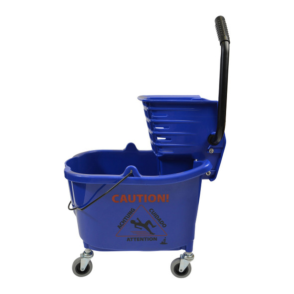 Janico 1010BL Blue Mop Bucket With Side Press Wringer Combo, 35 Quart