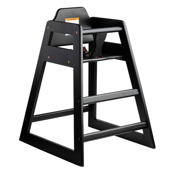 Tablecraft 10625 High Chair, Wood, Stackable, Black Finish